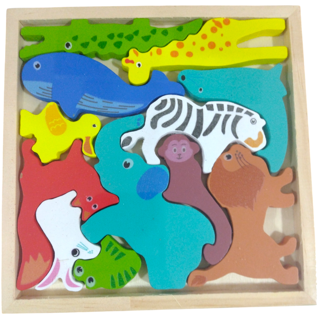 Rompecabezas madera animales cheap